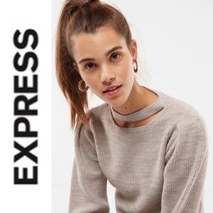 EUC {EXPRESS} Choker Cut-Out Puff Sleeve Sweater